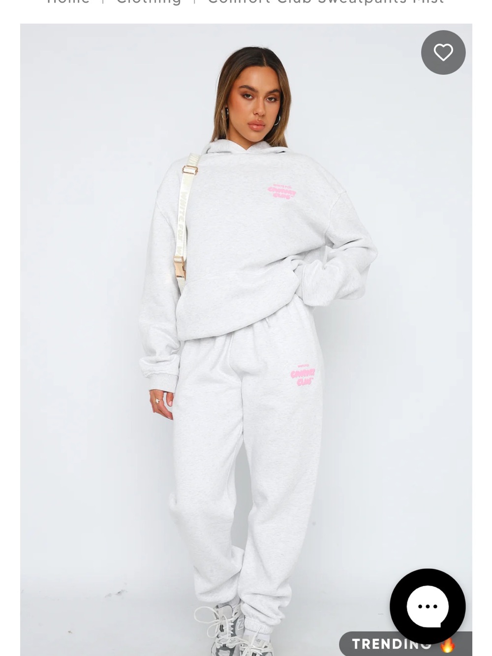 White Fox Boutique Light Gray Sweatpants with Pink Logo